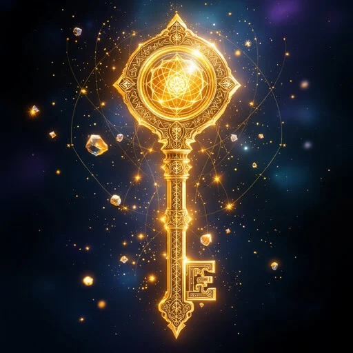 celestial golden key stockcake